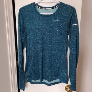 Nike Running Dri-fit Long Sleeve Pullover Tee - Women's Small - Blue Lightweight